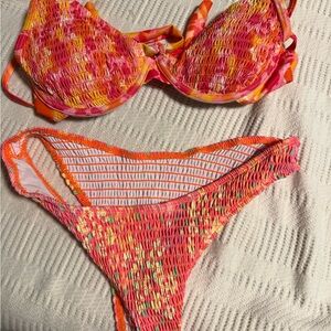 SHEIN Pink and Orange Bikini Set